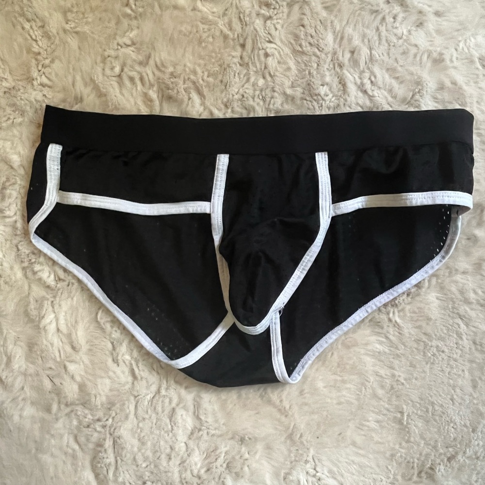 Mens Black Mesh Briefs